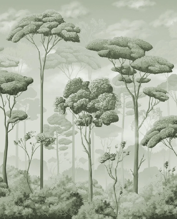 Papier peint panoramique pinède volupté vert, XXL, tendance