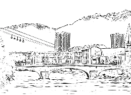 Papier peint téléphérique Grenoble Belledonne, XXL, tendance