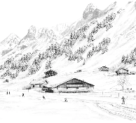 Papier peint Clusaz ski fond montagne Confins - Muralconcept