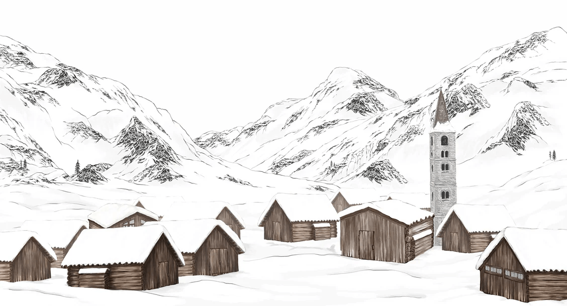 Papier peint village val d'Isère, XXL, tendance