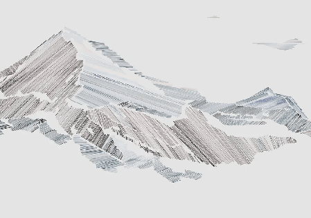 Papier peint restaurant montagne graphique style - Muralconcept