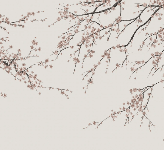 Papier peint panoramique Sakura beige - Muralconcept