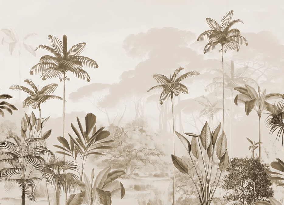 Papier peint panoramique jungle eden sépia, XXL, tendance