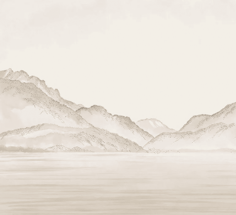 Papier peint lac Annecy sépia - Relief Pointillé - Muralconcept