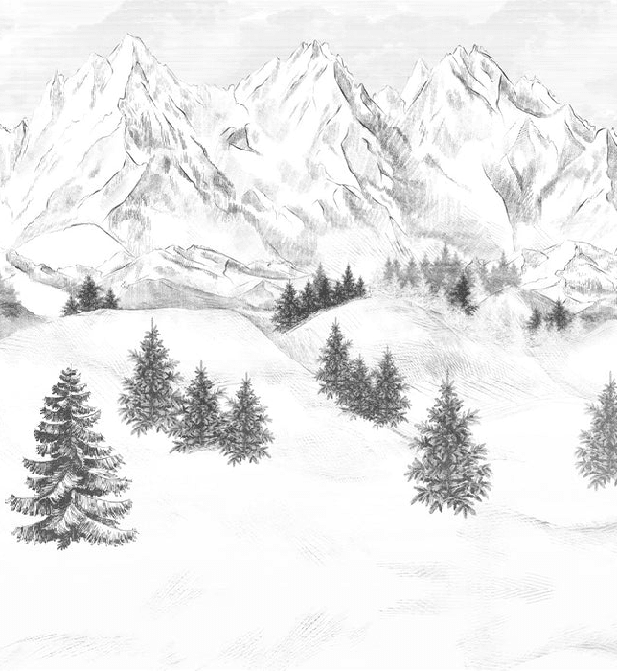 Papier peint montagne sommets de Chamonix - Muralconcept