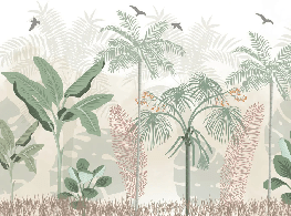 Papier peint panoramique jungle pastel - Muralconcept