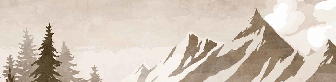 Papier peint sapin et montagne vintage sépia