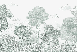 Papier peint panoramique Forêts et Monts vert
