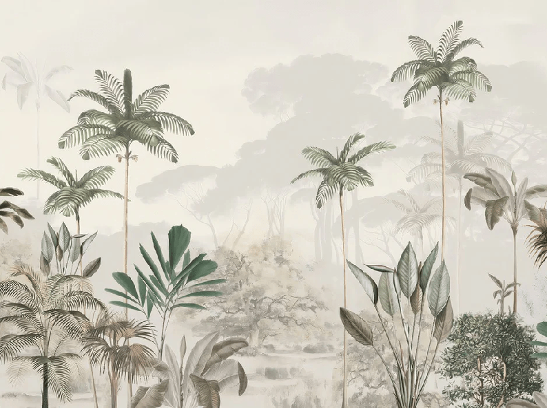 Panoramic jungle eden green wallpaper