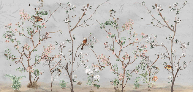 Papier peint panoramique Spring Birds - Muralconcept