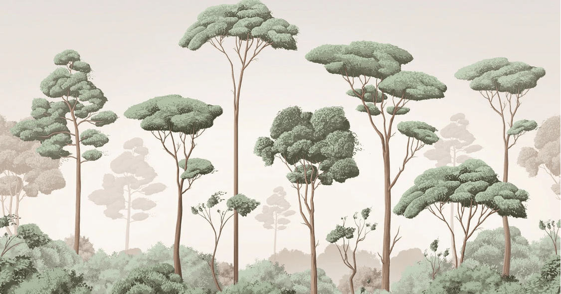 Papier peint brise légère pinède - Muralconcept