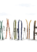 Papier peint panoramique skis colorés - Muralconcept