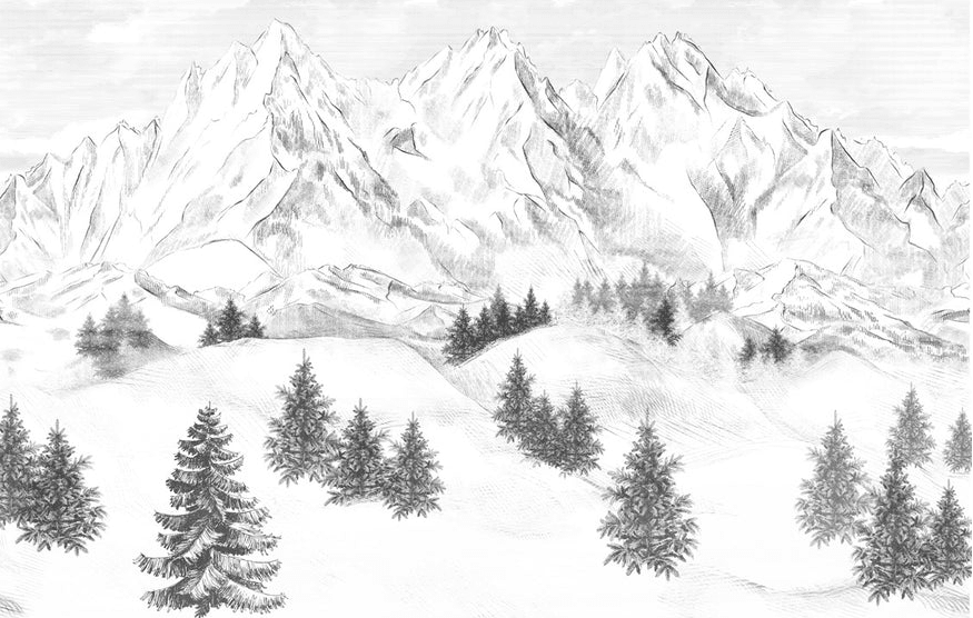 Papier peint montagne sommets de Chamonix - Muralconcept