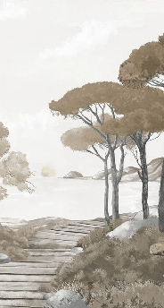 Papier peint balade dans les calanques brun - Muralconcept