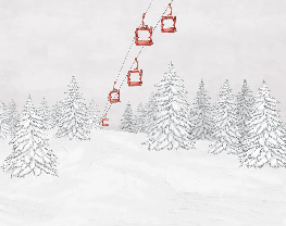 Papier peint montagne télécabine rouge - Muralconcept