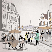 French wallpaper Paris café terrace