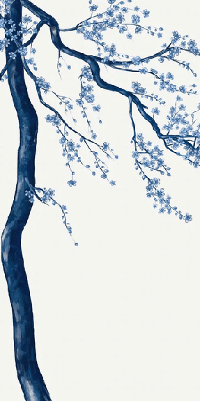 Papier peint panoramique fleur Sakura blanc - Muralconcept