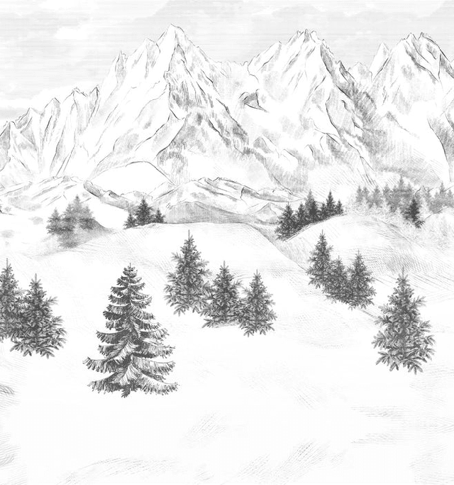 Papier peint montagne sommets de Chamonix - Muralconcept