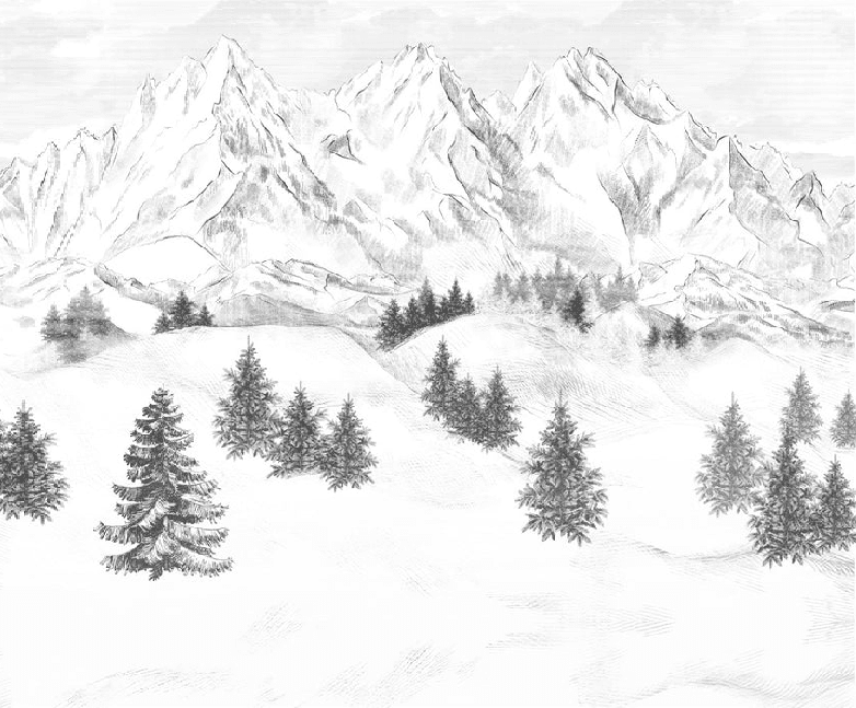 Papier peint montagne sommets de Chamonix - Muralconcept