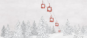 Tapete Berg Telecabine rot - Muralconcept