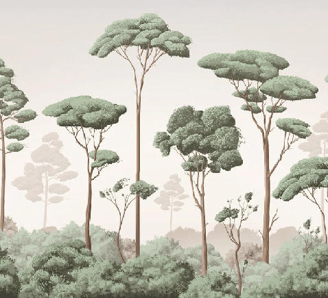 Papier peint brise légère pinède - Muralconcept