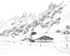Papier peint Clusaz ski fond montagne Confins - Muralconcept