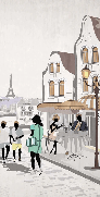 Papier peint wc Paris café en terrasse - Muralconcept