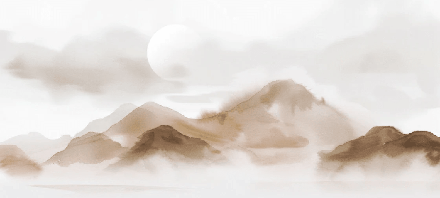 Papier peint montagnes voilées – Lueur sépia - Muralconcept