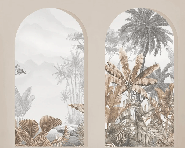 Papier peint arches tropicales sépia