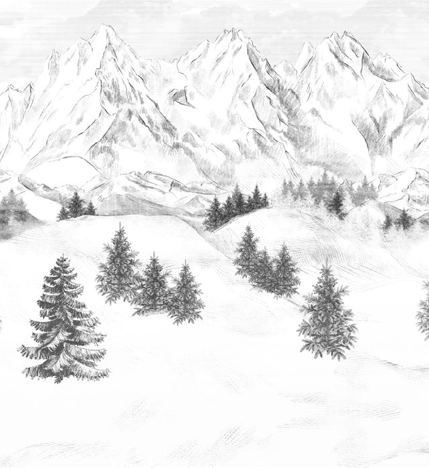 Papier peint montagne sommets de Chamonix - Muralconcept