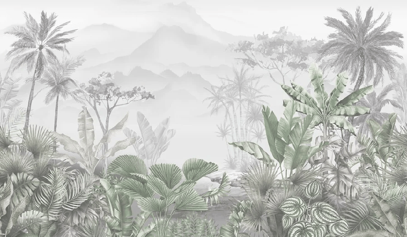 Papier peint tendance tropical vert