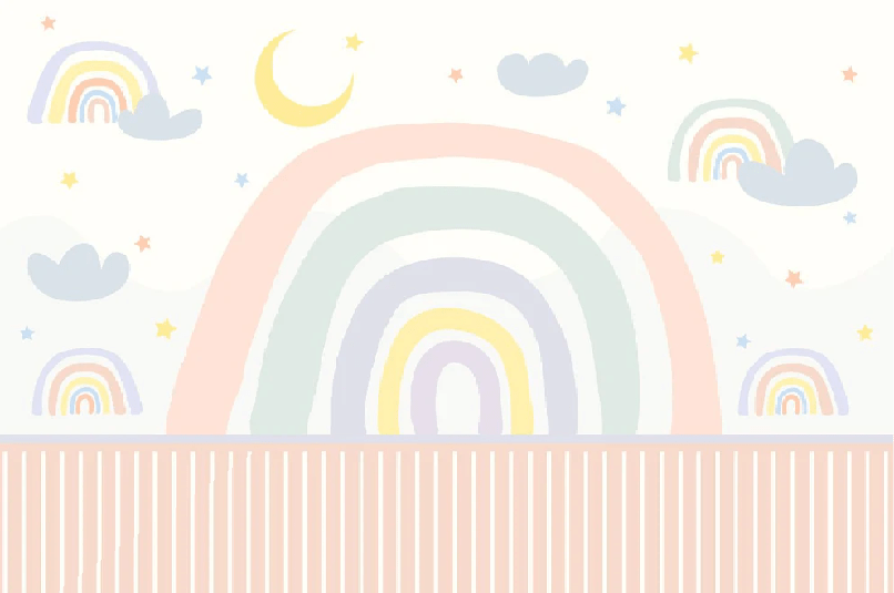 Carta da parati per la camera da letto della ragazza arcobaleno