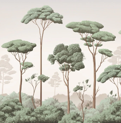 Papier peint brise légère pinède - Muralconcept