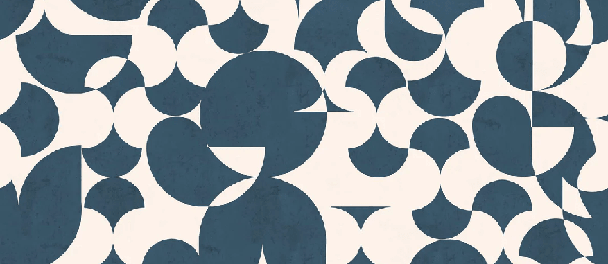 Papier peint rétro forme graphique bleu jean - Muralconcept
