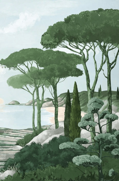 Papier peint balade dans les calanques vert, XXL, tendance