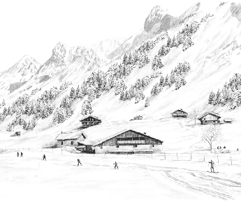 Papier peint Clusaz ski fond montagne Confins, XXL, tendance