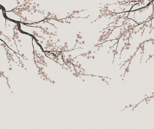 Papier peint panoramique Sakura beige - Muralconcept