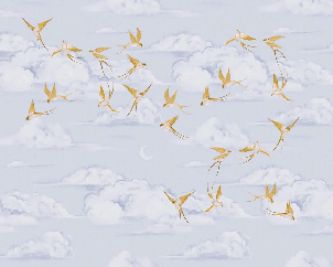 Poetic cloud wallpaper with gold bird