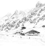 Papier peint Clusaz ski fond montagne Confins - Muralconcept