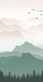 Papier peint montagne dans brume terracotta, XXL, tendance