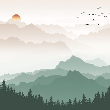 Mountain in mist wallpaper terracotta