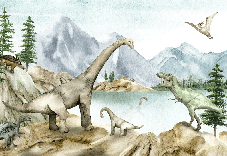 Papier peint dinosaures aquarelle - Muralconcept