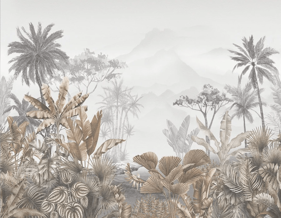 Badezimmertapete Trend Tropical Sepia