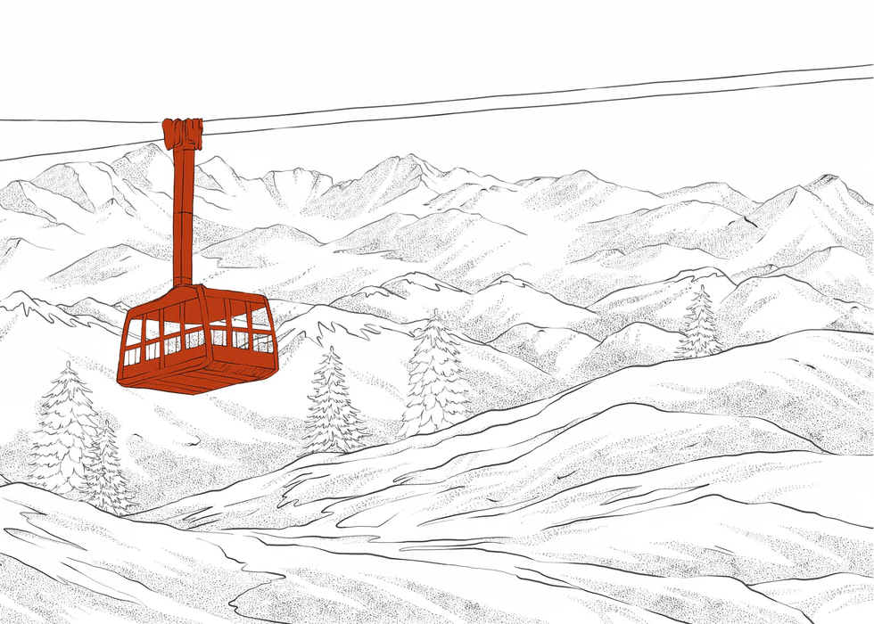 Papier peint La Plagne télécabine rouge - Muralconcept