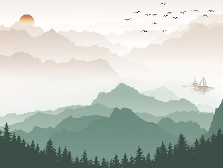 Terracotta mist mountain wallpaper