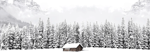 Panoramic mountain chalet wallpaper