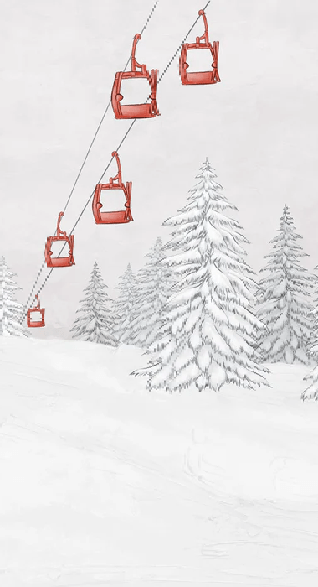 Papier peint montagne télécabine rouge - Muralconcept