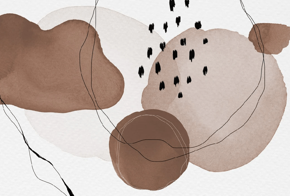 Papier peint moderne aquarelle marron - Muralconcept