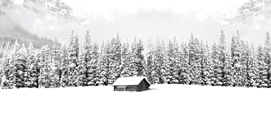 Papier peint panoramique chalet en montagne - Muralconcept