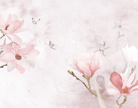 Papier peint aquarelle magnolia rose